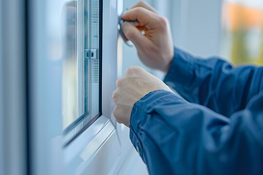 Hands Adjusting a Window Lock for Enhanced Security
