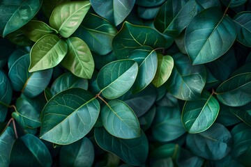 Lush Greenery: A Close-Up of Vibrant Leaves in Varying Shades of Green