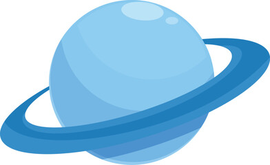 Blue planet with a ring system is orbiting in the vast expanse of space