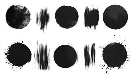 A versatile collection of striking black paint strokes, dynamic grunge lines, and rich watercolor textures, ideal for enhancing social media designs, artistic splatters, and various backgrounds