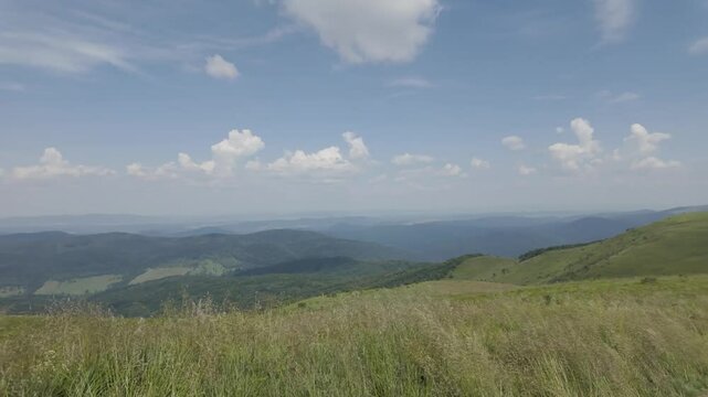 Hiking trail through "Polonina Carynska" on Bieszczady mountains, Poland. Part of Carpathians.
