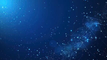 Abstract Blue Network Background with Glowing Points