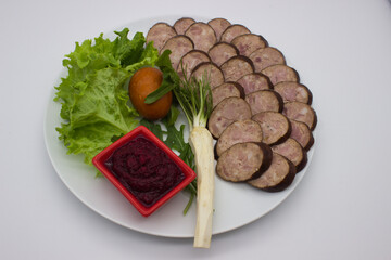 Sliced Sausage with Beetroot Relish