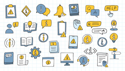 information. a sign indicating information about something. Doodle. stickers. frame. the template for the banner. vector. a worldwide sign. black lines.