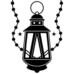 holiday lights lantern silhouette vector art illustration