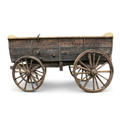 Fototapeta premium Old carriage object isolated on transparent png.