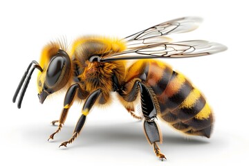 Detailed Illustration of a Honey Bee with Vibrant Colors and Textures