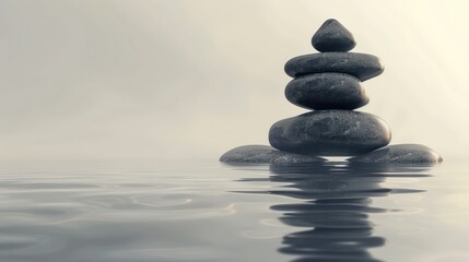 Zen Stones Balanced on Water