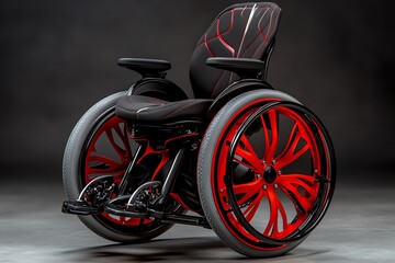 Fototapeta premium A power soccer wheelchair with a durable front guard and joystick controls, built for high-intensity matches