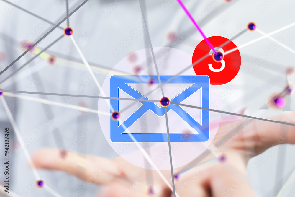 Poster mail communication support contact concept service - 3d