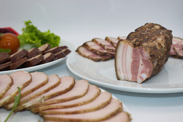 Assorted Smoked Meats and Bacon Display