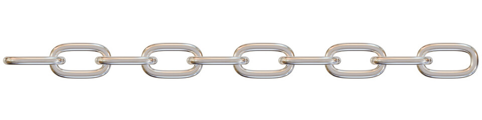 Obraz premium A link of silver chains in a straight line.