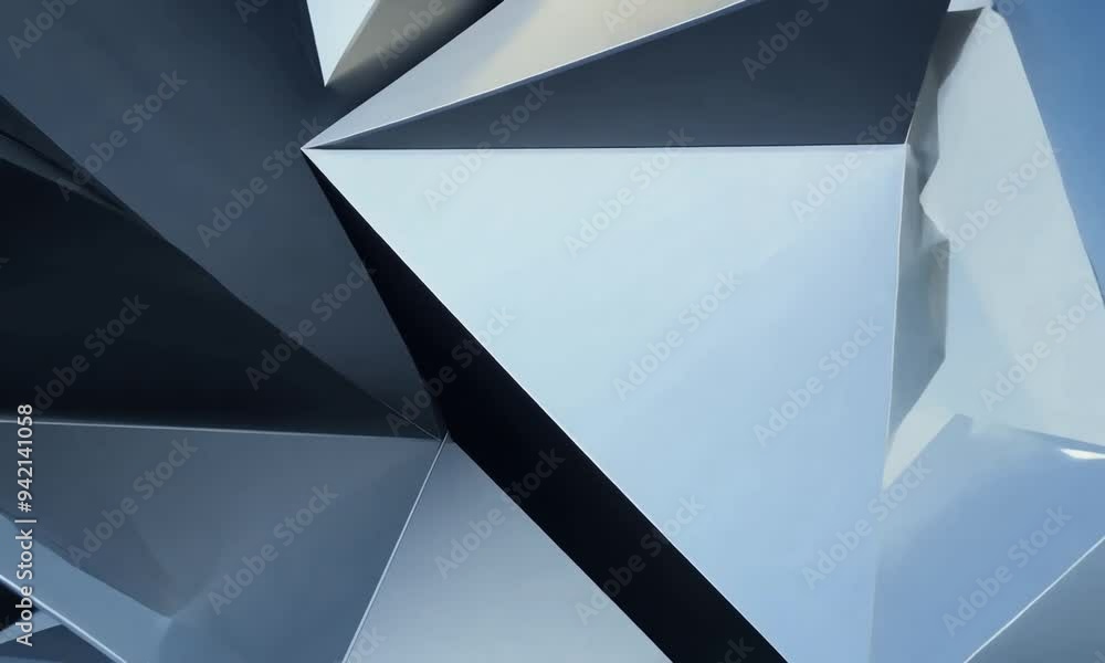 Poster exploring the sleek design of modern architecture with sharp angles and reflections in a captivating