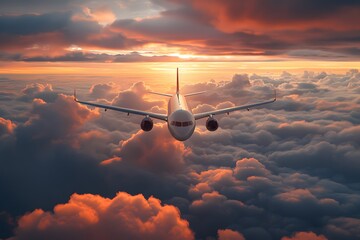 Majestic Sunset Flight Above the Clouds