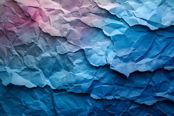 Obraz premium Textured Waves of Colorful Crumpled Paper in Blue and Pink Tones