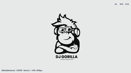 Gorilla headphones mascot logo