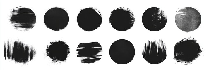 This diverse collection of black brush strokes, splatters, and various textures is absolutely perfect for enhancing the overall visual appeal of social media graphics as well as artistic designs