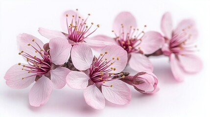 Fototapeta premium A close-up of pink flowers on a white background with space for text or image