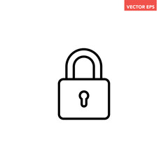 Black single lock line icon, simple round key safe protection flat design vector pictogram, outline infographic vector for app logo web button banner ui interface elements isolated on white background