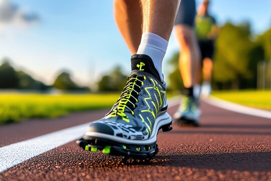 A racing prosthetic foot with a shock-absorbing design and lightweight materials, built for competitive track events