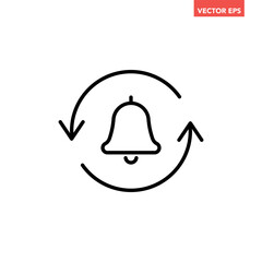 Black single refresh notification line icon, simple update reminder flat design vector pictogram, infographic interface elements for app logo web button ui ux isolated on white background