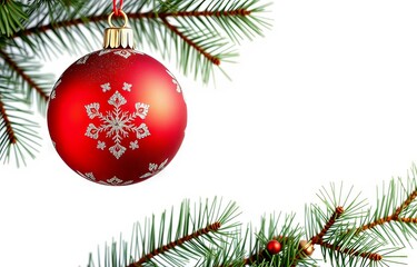 Red Christmas tree ball on a white background.