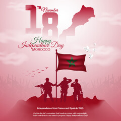 Morocco Independence Day greeting card design for social media post