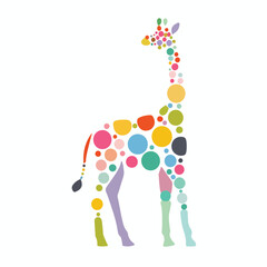 Vector Colorful Giraffe in Playful Dots