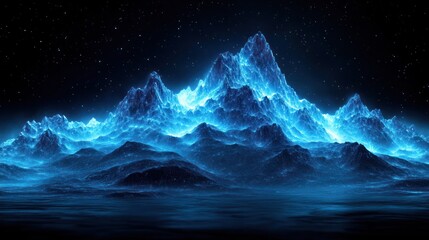 Fototapeta premium Glowing Mountain Range Under a Starry Night