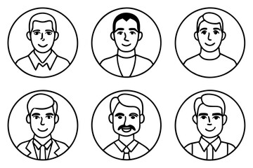 6-different man icon silhouette vector art illustration