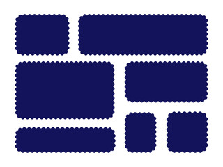 Blank Wavy Edge Rectangles set. Rectangular Frames Set. Zigzag Geometric Shapes. Stamp, Label, Badge, Mark For Promotion Design. Vector illustration