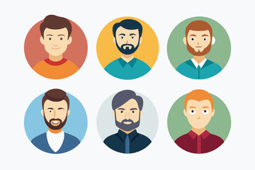 6-different man icon silhouette vector art illustration