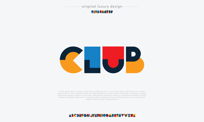 Club simple modern isometric alphabet cube font vector 3d typography for logo brands, company