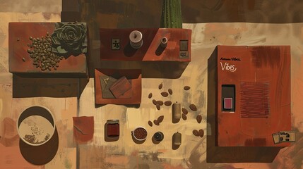A moodboard for an autumn-themed journal, featuring warm tones 