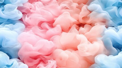 Fototapeta premium A photo featuring a cluster of pink and blue blooms against a white-blue backdrop, with a central pink and blue flower