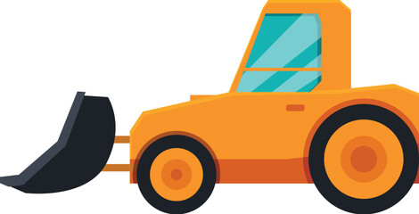 Yellow bulldozer staying still on a construction site