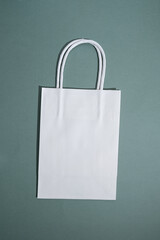 Kraft paper bag on a light background. Delivery and shopping concept. Packaging template mockup
