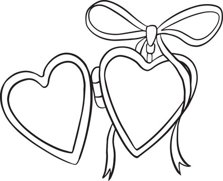 Heart locket doodle sketch icon.  Wedding doodle.