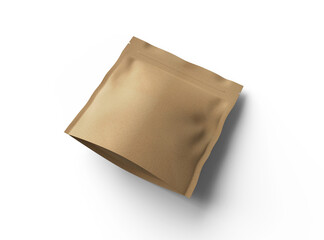 3D rendered image of a square paper doypack package on transparent background