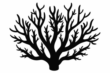 
Coral silhouette, underwater plant, cute sea doodle vector
