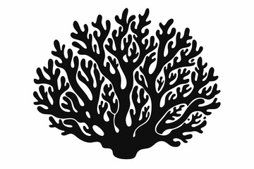 coral silhouette, coral black icon, coral svg, seaweed silhouette vector illustration


