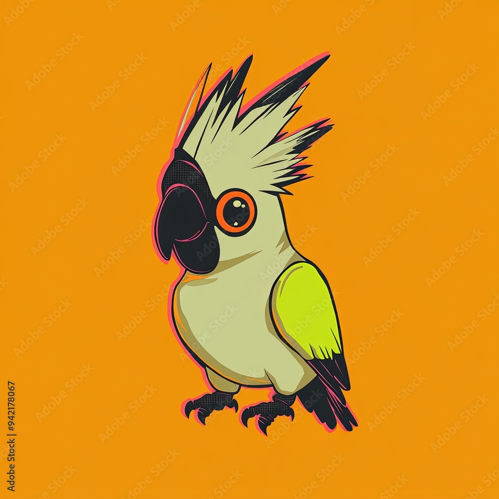 Aufkleber cockatoo character vector mascot character of a cartoon-style bird with exaggerated features and a v