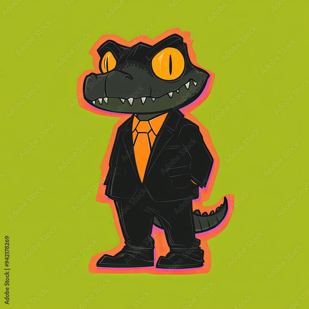 Aufkleber crocodile character vector mascot character of a cartoon-style bird with exaggerated features and a 