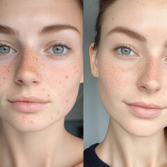 Obraz premium Retinol Anti-Acne Skincare Before and After Results