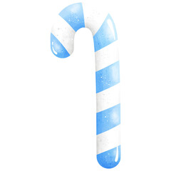 Watercolor Blue Halloween Candy Cane Illustration Isolated on Transparent Background