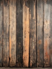 Naklejka premium old wooden wall with several vertical planks, showcasing the texture and age marks on each one