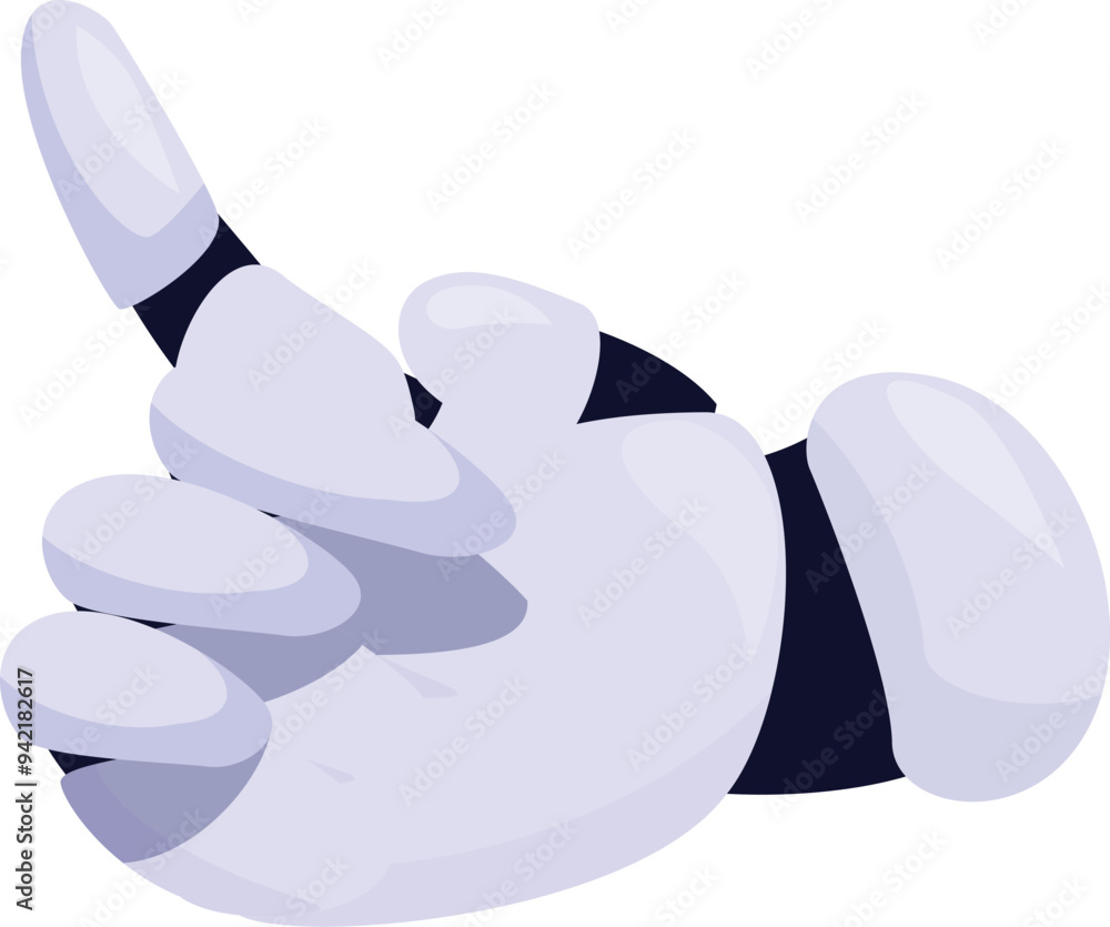Poster robot hand pointing up with index finger isolated on white background