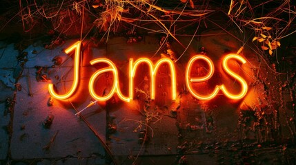 Orange LED personalized name postcard perfect for decor.