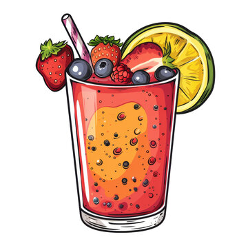 recommend clip art: A refreshing fruity beverage with a straw and a lime wedge.