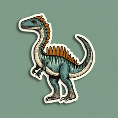 A stylized illustration of a dinosaur with distinct features and vibrant colors.